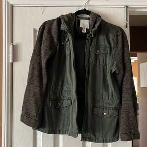 Full tilt army green jacket with hood.